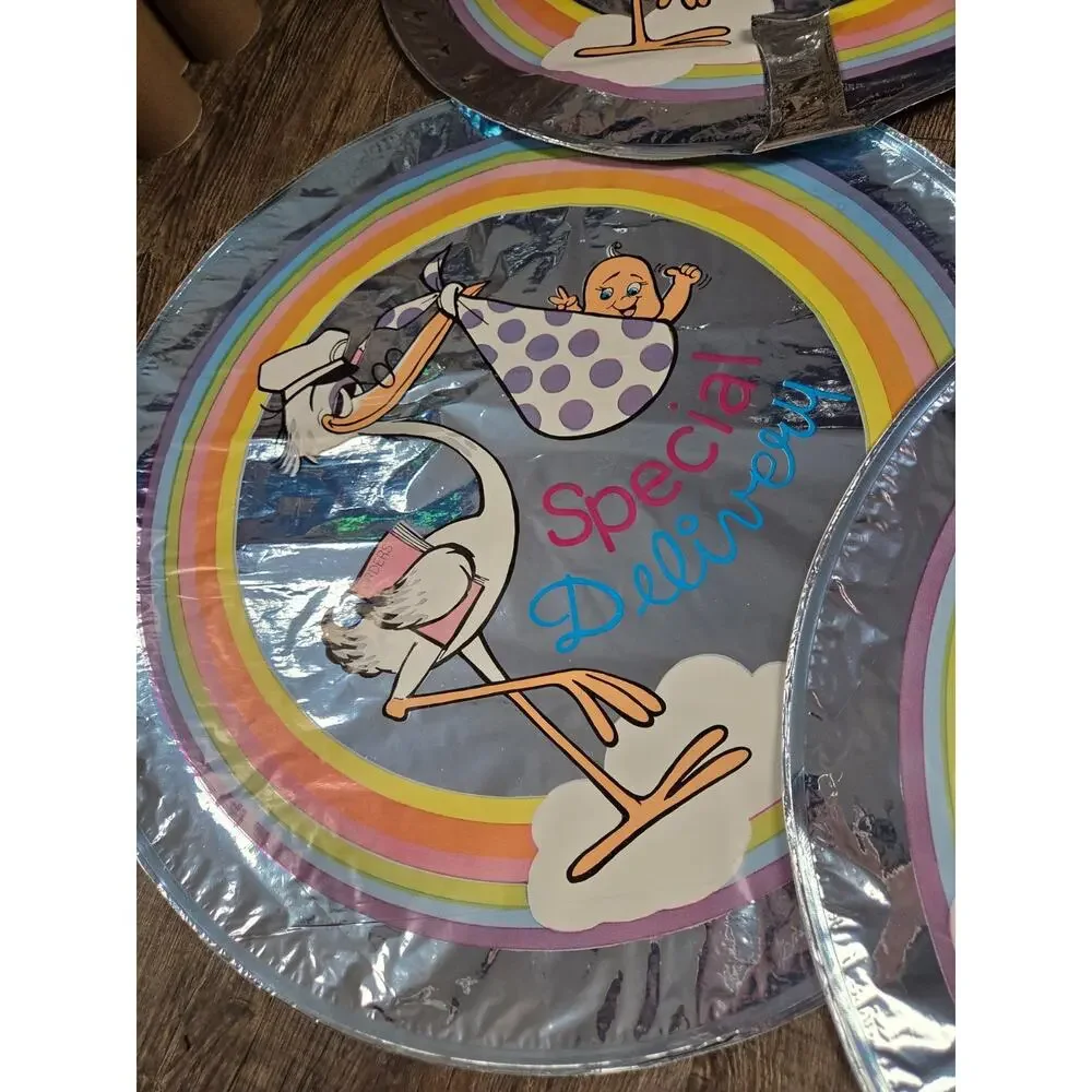 Ameriloon Special Delivery Baby Stork Vintage Mylar Balloons From 1980s Lot of 4